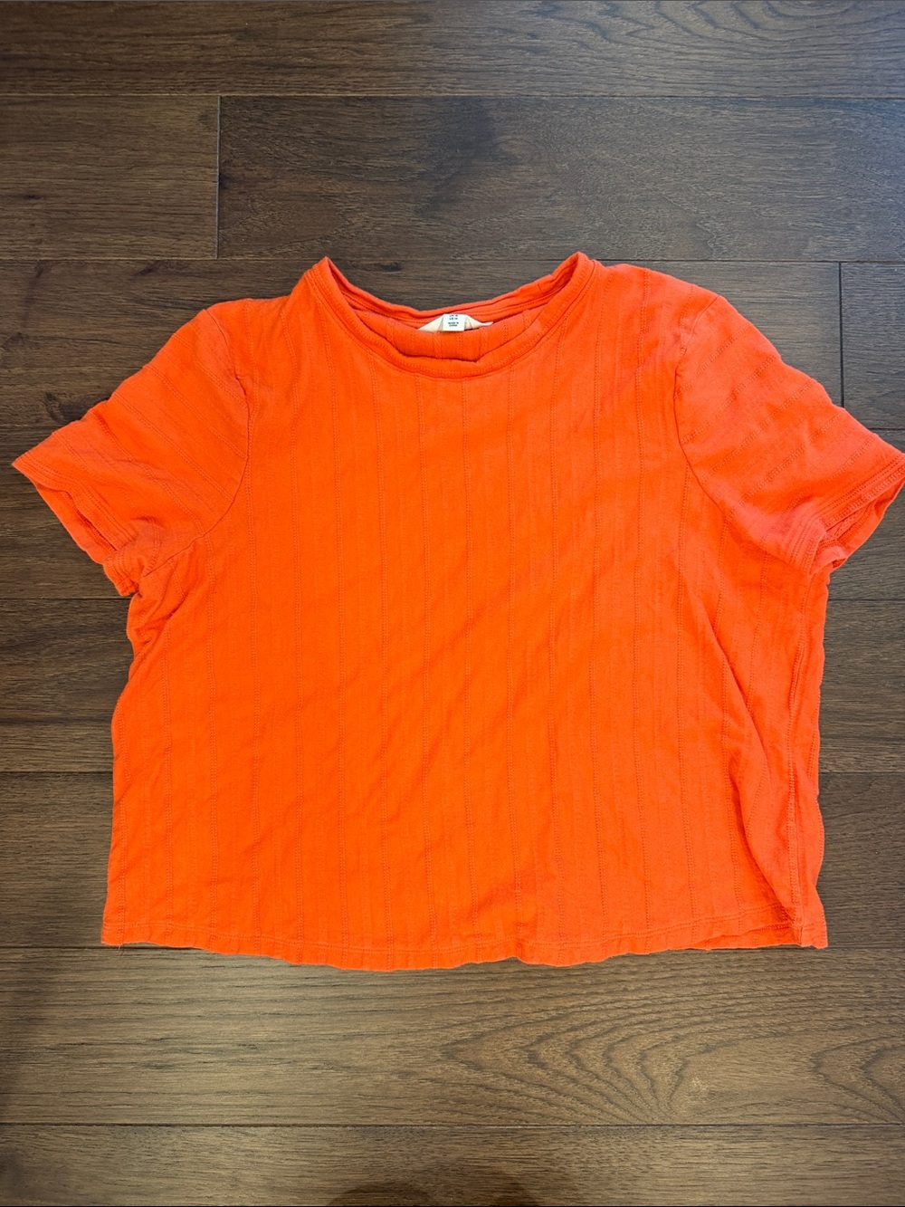 Boden Orange Ribbed Crewneck Short Sleeve Tee Size 14 - C52-015